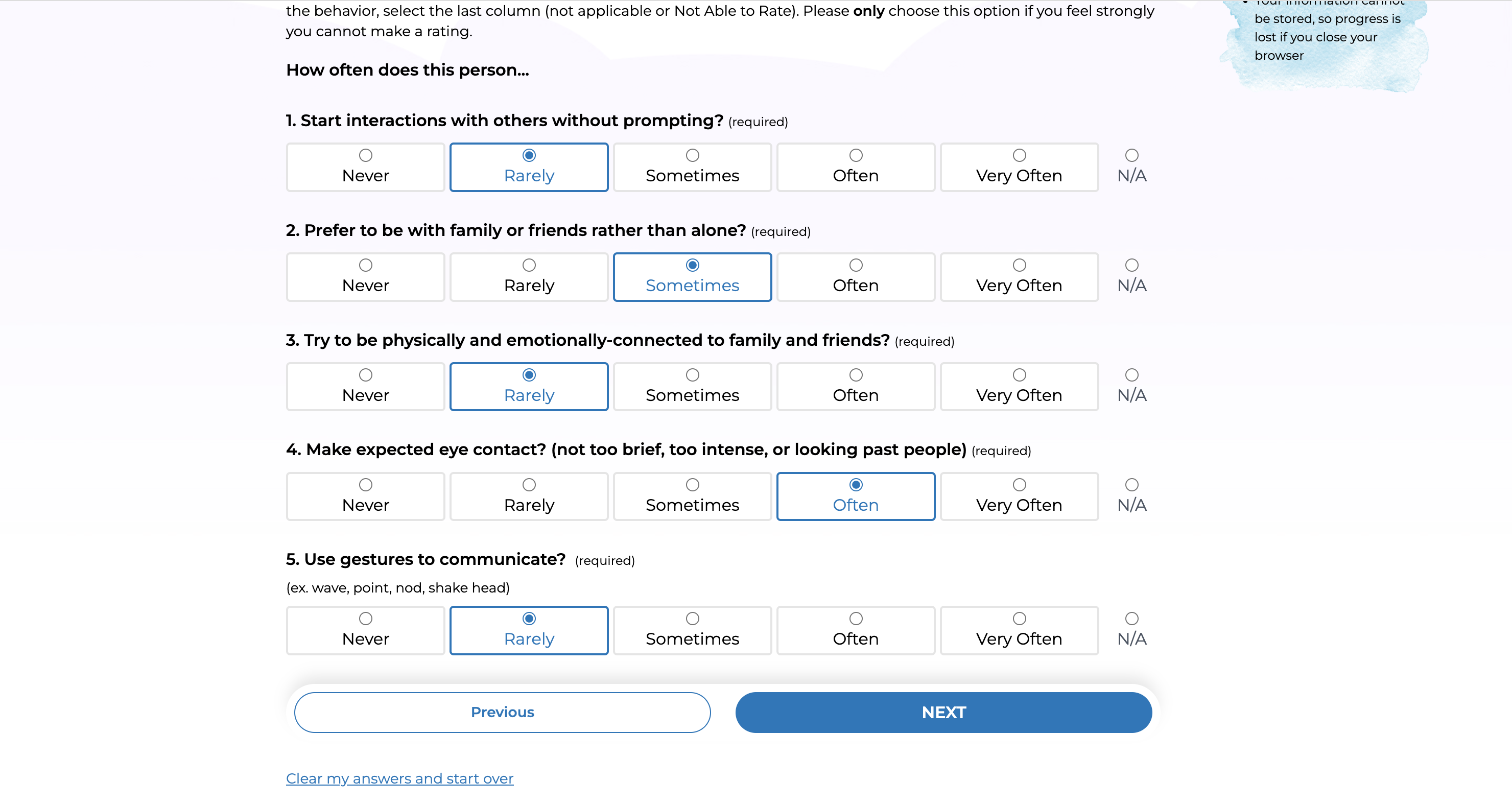 As You Are survey UI